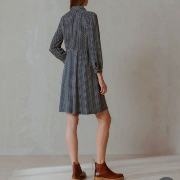 ANTHROPOLOGIE x Indie and Cold Shirt Dress Mini Long sleeve Retro Gray Cream XS - Picture 2 of 16